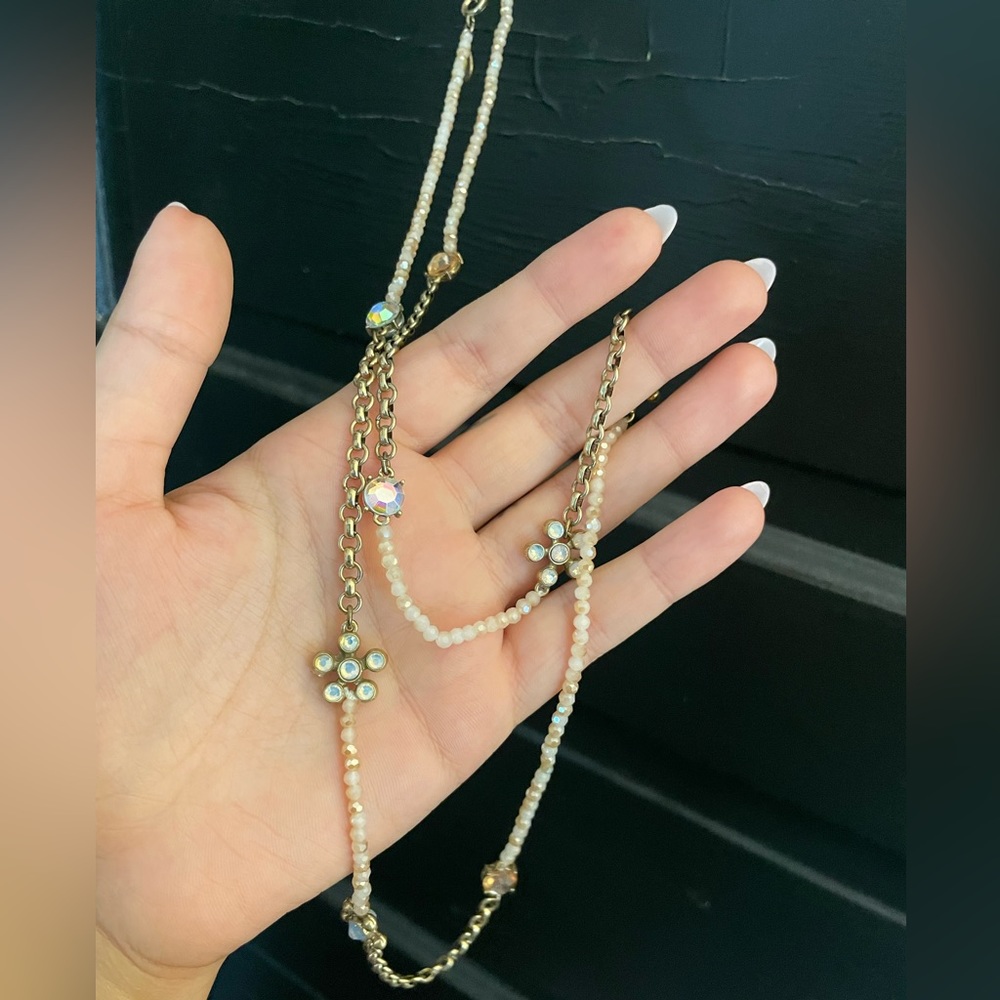 Loft Pastel Pink Beaded & Iridescent Gem Necklace